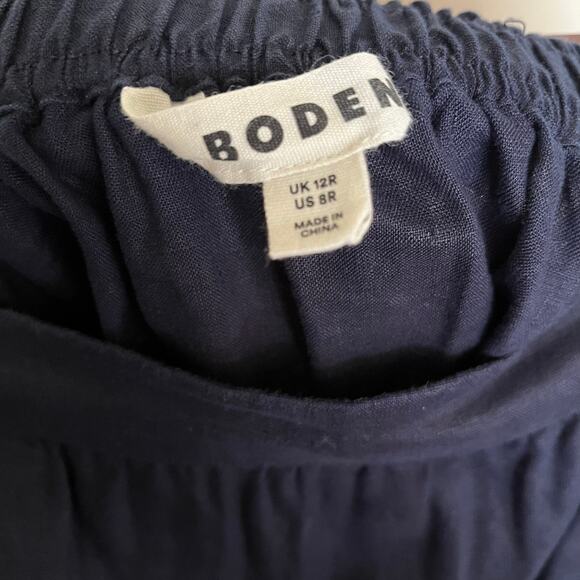Boden Skirt Navy‎ Blue Pull-On Tiered Skirt 100% Linen Flax Size 8 US/ 12 UK - Picture 4 of 5